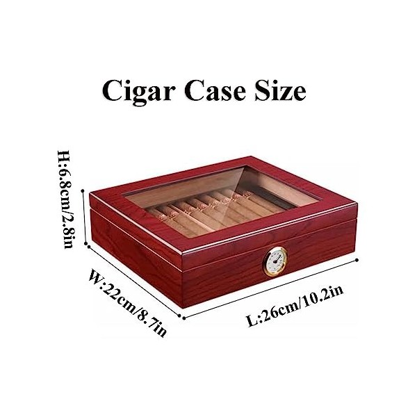 Boîtes À Cigares, Caves À Cigares, Étui À Cigares avec Desen Verre, Boîte de Bureau, Caves À Cigares en Cèdre, Cave À Cigares