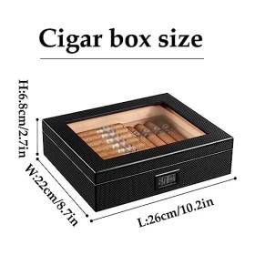 Boîtes À Cigares, Caves À Cigares, Boîte de Bureau Utilitaire, Cave À Cigares, Desen Verre avec Humidificateur, Hygromètre, B