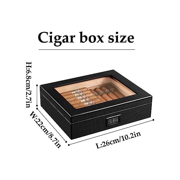 Boîtes À Cigares, Caves À Cigares, Boîte de Bureau Utilitaire, Cave À Cigares, Desen Verre avec Humidificateur, Hygromètre, B