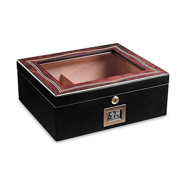 Boîtes À Cigares, Boîte À Cigares Brillante pour 35 Cigares, Boîte À Cigares, Hygromètre Et Humidificateur de Bureau, Boîte D