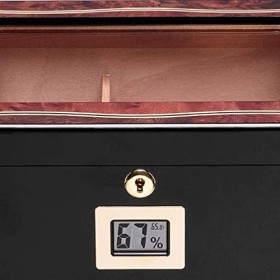 Boîtes À Cigares, Boîte À Cigares Brillante pour 35 Cigares, Boîte À Cigares, Hygromètre Et Humidificateur de Bureau, Boîte D