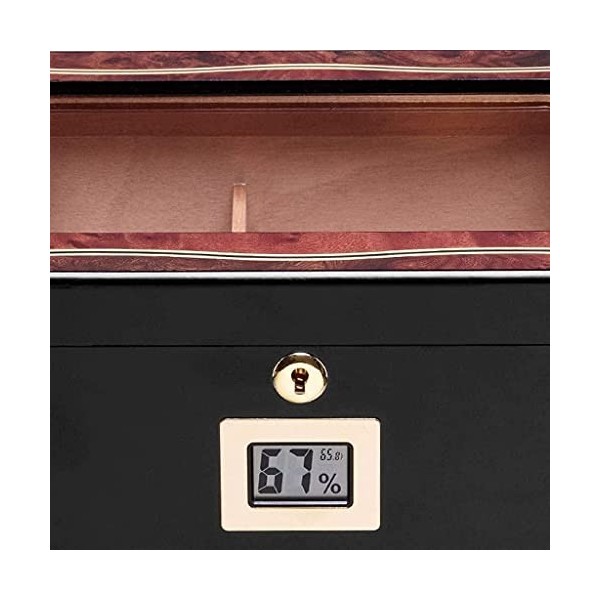 Boîtes À Cigares, Boîte À Cigares Brillante pour 35 Cigares, Boîte À Cigares, Hygromètre Et Humidificateur de Bureau, Boîte D