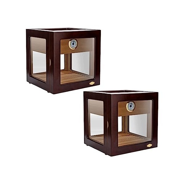 Boîtes À Cigares, Caves À Cigares de Capacité, Boîte À Cigares avec Desen Verre avec Hygromètre Et Humidificateur, Étui À Cig