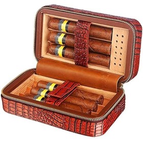 Boîtes À Cigares, Cave À Cigares, Étui À Cigares de Voyage, Cave À Cigares en Cuir Véritable, Doublure en Cèdre avec Humidifi