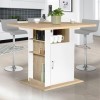 IDMarket - Ilot Central UGO 110 cm Bois Blanc et Imitation hêtre avec rangements