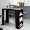 IDMarket - Table de Bar Barth 2 à 4 Personnes Bois Noir et Plateau façon hêtre