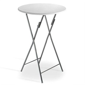 CASARIA® Table Haute Pliante Blanche Table de Bar Ø 60cm Mange-Debout Rond Table de bistrot Jardin terrasse Balcon
