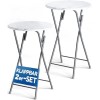 CASARIA® Table Haute Pliante Blanche Table de Bar Ø 60cm Mange-Debout Rond Table de bistrot Jardin terrasse Balcon