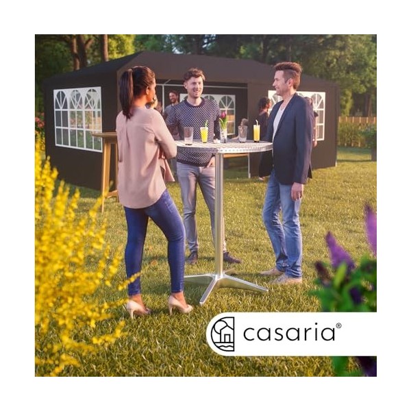 CASARIA® Set de 2 Tables de Bar Hautes en alu avec Plateau Pliable Hauteur réglable 70cm/115cm Mange Debout extérieur intérie