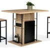 IDMarket - Ilot Central UGO 110 cm Bois Noir et Imitation hêtre avec rangements Design Industriel