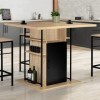 IDMarket - Ilot Central UGO 110 cm Bois Noir et Imitation hêtre avec rangements Design Industriel