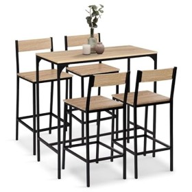 IDMarket - Ensemble Table Haute de Bar Detroit 100 cm et 4 chaises de Bar Design Industriel