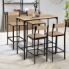 IDMarket - Ensemble Table Haute de Bar Detroit 100 cm et 4 chaises de Bar Design Industriel