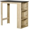 HOMCOM Table de Bar Table Haute de Cuisine Mange-Debout comptoir - dim. 112L x 57l x 106H cm - 3 étagères - Aspect chêne Clai