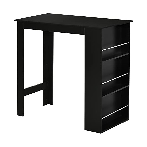 HOMCOM Table de Bar Table Haute de Cuisine Mange-Debout comptoir - dim. 112L x 57l x 106H cm - 3 étagères - Aspect chêne Clai