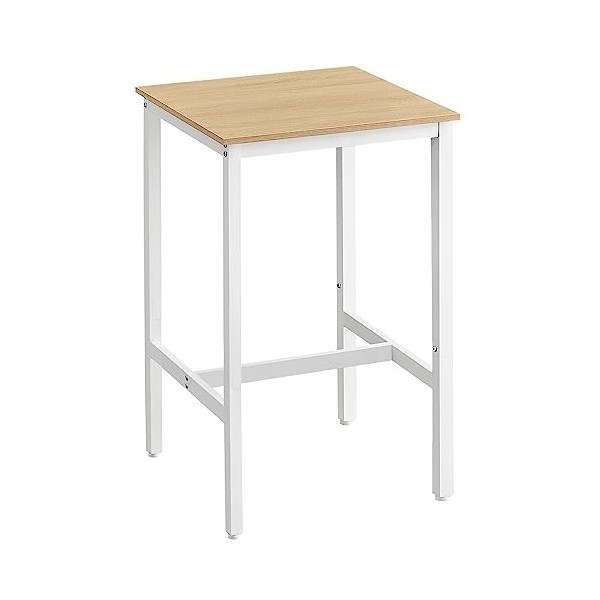 VASAGLE Table Haute, Table de Bar Carrée, Cadre en Acier, 60 x 60 x 92 cm, Montage Facile, pour Cuisine, Salon, Style Industr