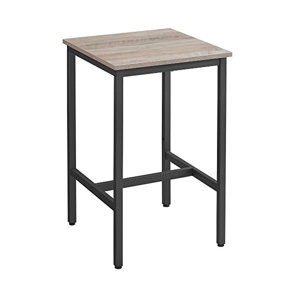 VASAGLE Table Haute, Table de Bar Carrée, Cadre en Acier, 60 x 60 x 92 cm, Montage Facile, pour Cuisine, Salon, Style Industr