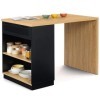 IDMarket - Ilot Central Mange-Debout 4 Personnes VITO 130 cm Noir et Plateau Bois