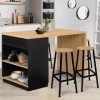 IDMarket - Ilot Central Mange-Debout 4 Personnes VITO 130 cm Noir et Plateau Bois