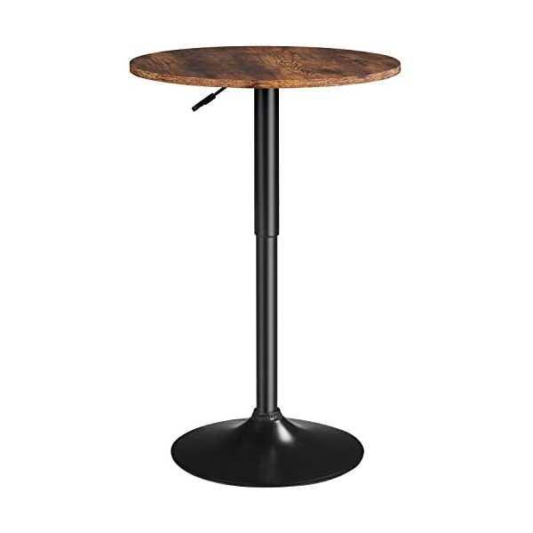 Yaheetech Table de Bar Ronde Haute Cuisine Mange-Debout avec Plateau en Bois MDF Réglable en Hauteur Pivotante à 360° pour Bi