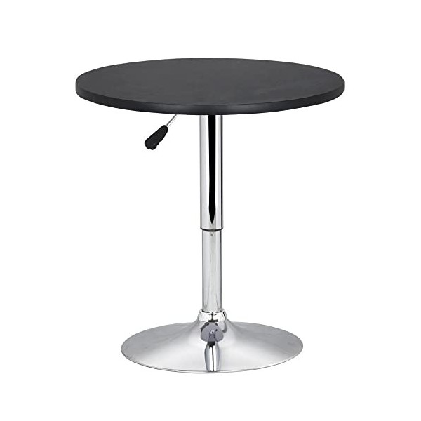 Yaheetech Table de Bar Ronde Haute Cuisine Mange-Debout avec Plateau en Bois MDF Réglable en Hauteur Pivotante à 360° pour Bi