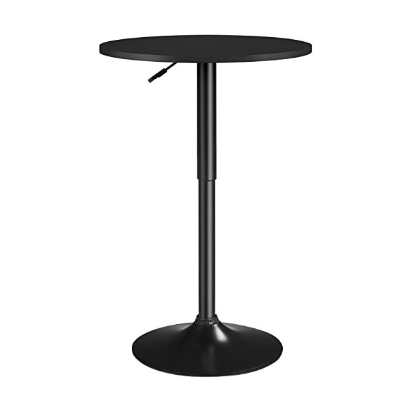 Yaheetech Table de Bar Ronde Haute Cuisine Mange-Debout avec Plateau en Bois MDF Réglable en Hauteur Pivotante à 360° pour Bi