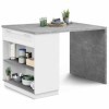 IDMarket - Ilot Central Mange Debout 4 Personnes VITO 130 cm Blanc et Plateau Effet béton