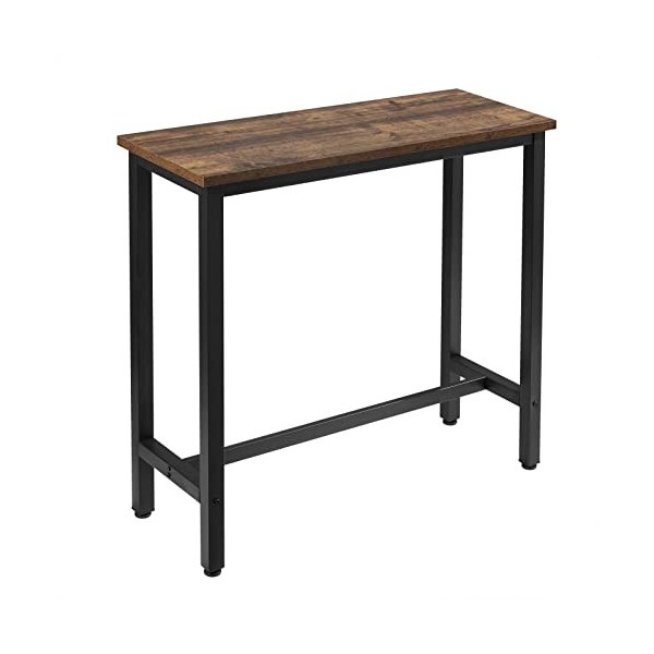 WOLTU BT30hei Table de Bar Table de Bistrot Table à Manger Structure en métal et Plateau en MDF,140x40x100cm Chêne Clair