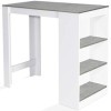 IDMarket - Table de Bar Barth 2 à 4 Personnes Bois Blanc Plateau Effet béton