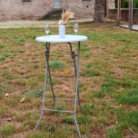 Oxeo Table Mange Debout Pliable diamètre 60cm Hauteur 110cm - Table Haute Pliante de Bar - Plateau résine Structure Acier laq