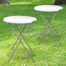 SKYLANTERN Lot de 2 Tables Hautes Mange Debout Pliante Plateau 80 cm - Hauteur 1,10M - Table Pliante Grande Capacité idéal po