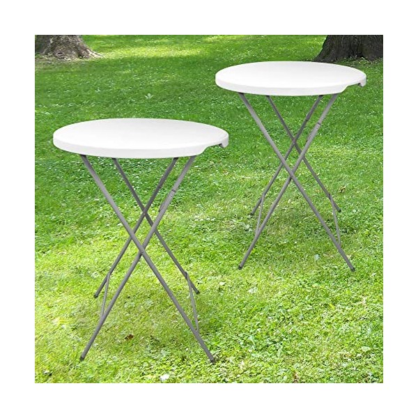 SKYLANTERN Lot de 2 Tables Hautes Mange Debout Pliante Plateau 80 cm - Hauteur 1,10M - Table Pliante Grande Capacité idéal po