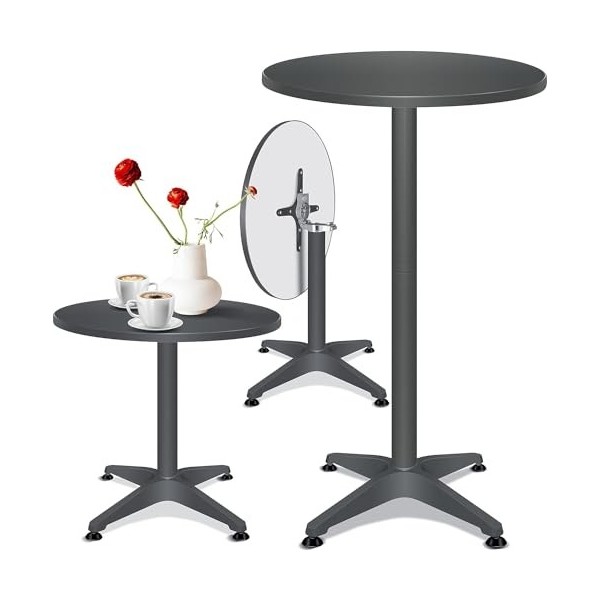 KESSER® - 2in1 Table Haute Table de bistrot avec Housse en Aluminium INOX | réglable en Hauteur | Table de fête Table | in & 