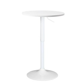KAYELLES Table de Bar - Mange Debout Design Hauteur réglable - Ronde 60cm SETI Blanc intégral 