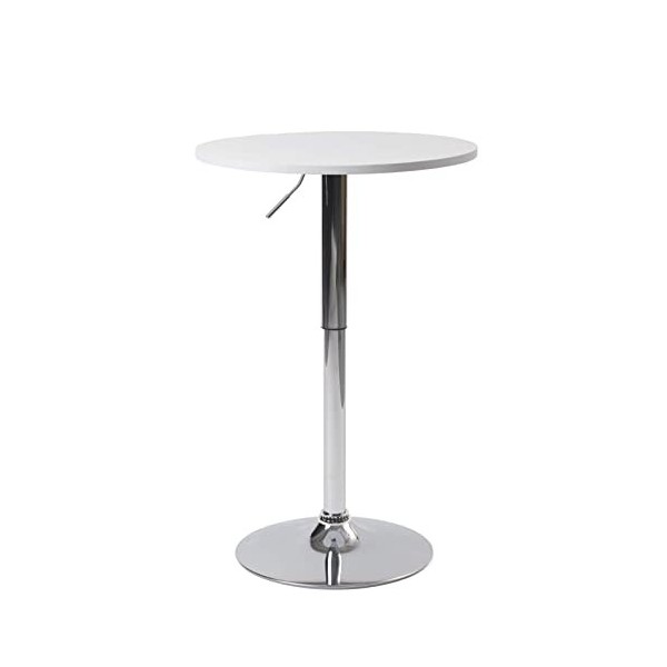 KAYELLES Table de Bar - Mange Debout Design Hauteur réglable - Ronde 60cm SETI Blanc intégral 