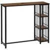 HOMCOM Table de Bar Table Haute de Cuisine Mange-Debout avec étagères - 120 x 40 x 105 cm - piètement Acier Noir Marron