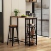 HOMCOM Table de Bar Table Haute de Cuisine Mange-Debout avec étagères - 120 x 40 x 105 cm - piètement Acier Noir Marron