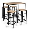 IDMarket - Ensemble Table Haute de Bar Detroit 100 cm et 4 tabourets Bois et métal Noir Design Industriel