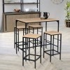 IDMarket - Ensemble Table Haute de Bar Detroit 100 cm et 4 tabourets Bois et métal Noir Design Industriel