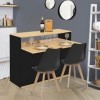 IDMarket - Meuble de Bar Extensible en Table à Manger 2 Personnes VITO Noir et Plateau Bois