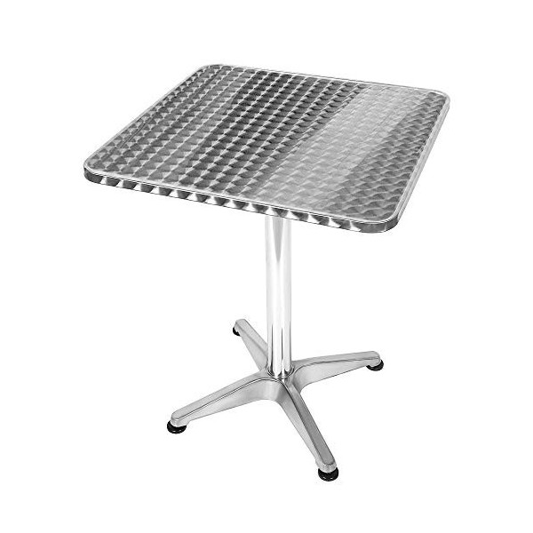 Drumm Table de Bistrot Carrée à Plateau Rabattable Table de Bar à Hauteur Réglable pour Intérieur Extérieur MDF Acier Inoxyda