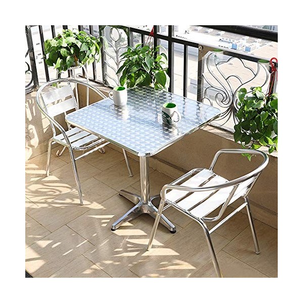 Drumm Table de Bistrot Carrée à Plateau Rabattable Table de Bar à Hauteur Réglable pour Intérieur Extérieur MDF Acier Inoxyda