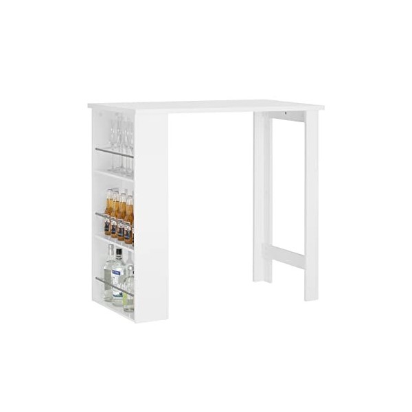 SoBuy Table Haute de Bar Mange-Debout Cuisine avec rangements Blanc 112x106,5x57 cm, FWT17-W