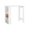 SoBuy Table Haute de Bar Mange-Debout Cuisine avec rangements Blanc 112x106,5x57 cm, FWT17-W