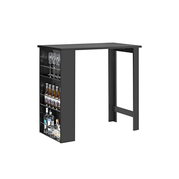 SoBuy Table Haute de Bar Mange-Debout Cuisine avec rangements Blanc 112x106,5x57 cm, FWT17-W