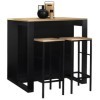 IDMarket - Ensemble Table de Bar îlot Juno Bois Noir avec Plateau façon hêtre et 2 tabourets de Bar Detroit