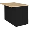 IDMarket - Ilot Central IVO 120 cm Bois Noir avec Plan de Travail façon hêtre