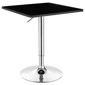 WOLTU BT03sz Table de Bar en MDF avec Pied,Table carrée Hauteur réglable,Noir