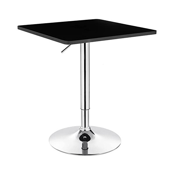 WOLTU BT03sz Table de Bar en MDF avec Pied,Table carrée Hauteur réglable,Noir