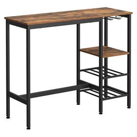 VASAGLE Table Haute, Table à Manger, Table de Bar, avec Supports pour Verres et Bouteilles, pour Salon, Cuisine, 110 x 40 x 9